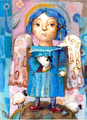 78 &quot;С овечками&quot; Панно Веселый ангел купить панно Веселые ангелы Павла Гаврилова в интернет-магазине Православные традиции